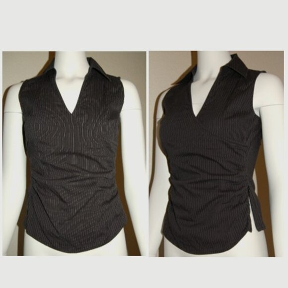 Express Tops - Express Women Size S, Sleeveless Collared Surplice Dress Shirt, Striped